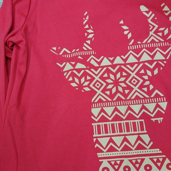 3110 Size L Christmas Deer Theme Red And Gold Tunic. - Picture 2 of 4